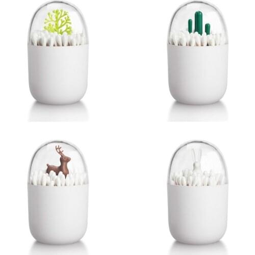 Creative Transparent Cactus Plant Animal Toothpick Cotton Sticks Swab Storage Box Organizer Dispenser Table Decoration