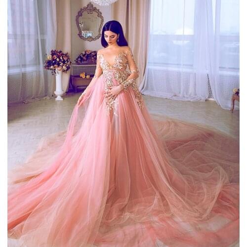Fluffy Tulle Prom Maternity Dress Robes For Photo Shoot Baby Shower Ruffle Chic Women Dresses Nightgown Photography