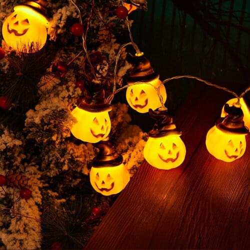 Halloween Pumpkin Lights Lanterns 10/20/40 LED 3D Pumpkin String lights for All Saints' Day Halloween Party Decoration light