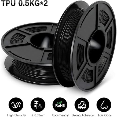 TPU Filament 3D Printer 0.5KG 2 Rolls 1.75MM 3D Printing Filament Good Aging Resistance Soft For Medical Supplies