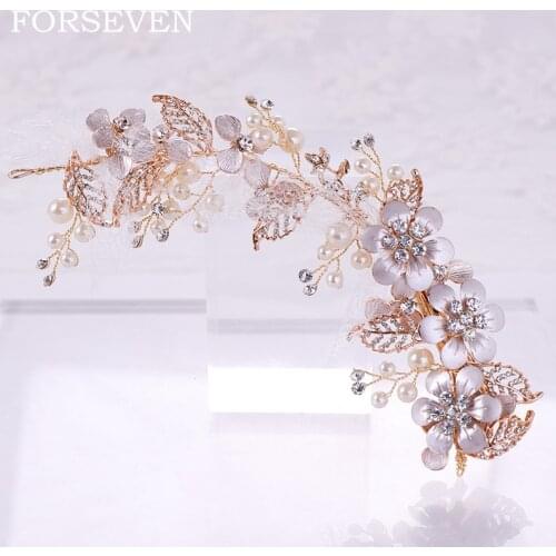 Pearl Flower Rhinestone Hair Clip Barrette Headbands Wedding Hairpin Headwear Accessories Jewelry For Woman