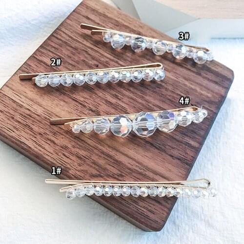 New Clear Crystal Rhinestones Beads Hair Clips Gold Color Bobby Pins Women Barrettes Hairpins Metal Hair Accessories