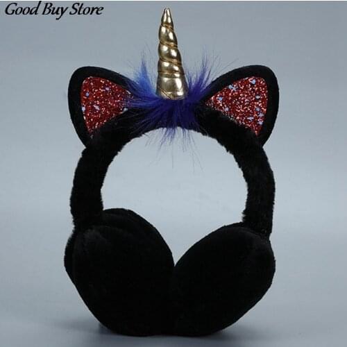 Unicorn Earmuffs Winter Cute Ears Cover Children Warm Headband Ear Muffs Soft Fashion Warmer Plush Earflap Sequins Lovely Fur