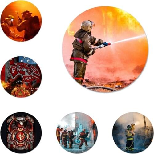 58mm Firefighter Heroes Fireman Icons Pins Badge Decoration Brooches Metal Badges For Backpack Decoration