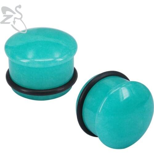 ZS 2PCS 5-18MM Ear Expander Blue Stone Ear Plugs Tunnels Gauges Expander Body Piercing Jewelry for Women Men