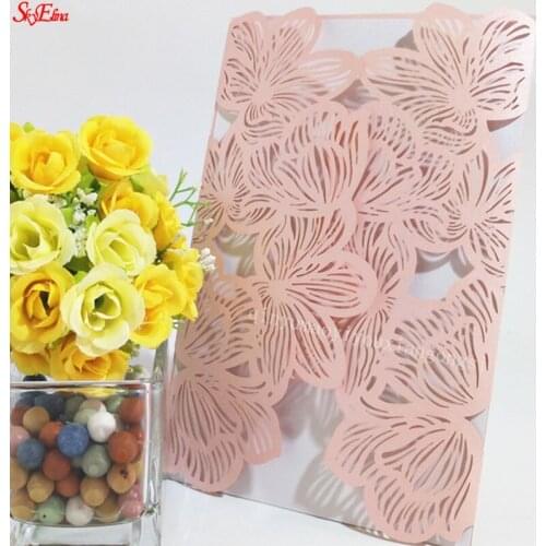 1/10/30pcs Laser Cut Wedding Invitations Elegant Engagement Wedding Invitation Card With Ribbon Free Envelope Seals 7z