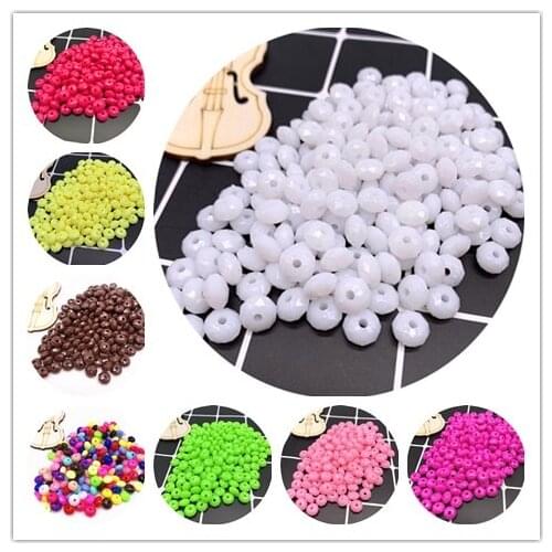 100Pcs 8mm Bracelet Accessories Acrylic Beads Imitation Wheel Flat Beads Suitable For Clothing Handmade Jewelry DIY