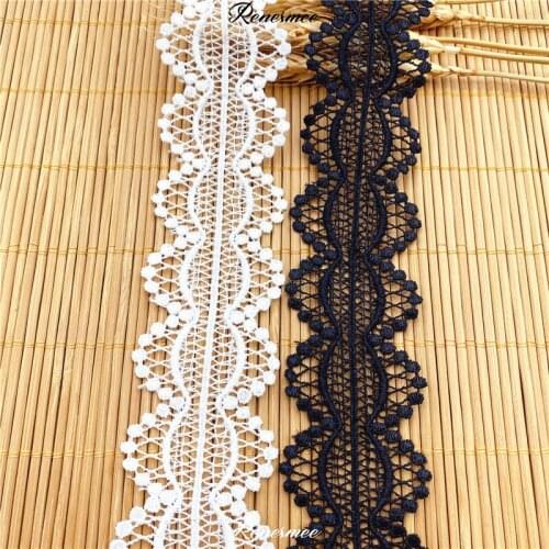 15Yards New black and white spot polyester lace dress accessories ornaments wedding handmade DIY lace embroidery bilateral trims