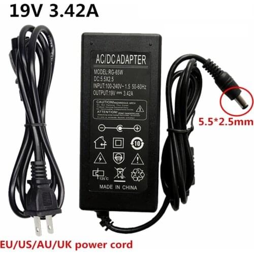 19V 3.42A 5.5*2.5mm Laptop Power Adapter AC/DC Adaptor Charger Supply For Asus X550C A450C Y481C Notebook EU US UK AU Plug