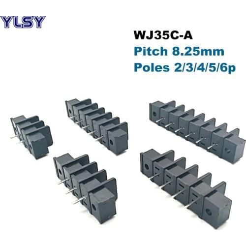 20Pcs PCB Terminal Block Pitch 8.25mm Bornier 35C-A Straight 2/3/4/5/6Pin Morsettiera Screw Holes Wire Cable Connector 20A 12AWG