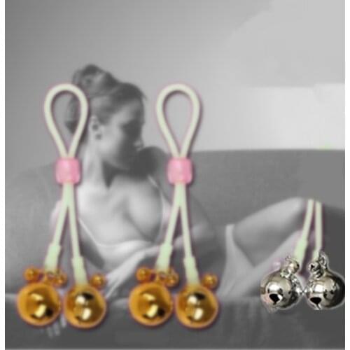 Candiway Sexy Multi-Colors Skull Luminous With Jingle Bell Nipple Clamps Breast Clip Stimulator Adult Games Erotic Toy For Women