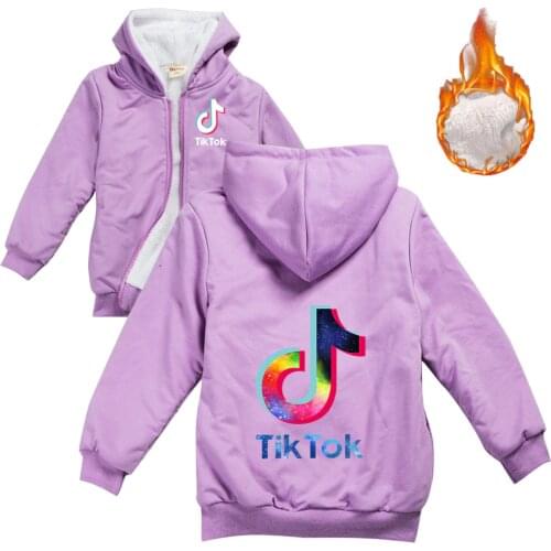 TIK TOK Clothes Childrens Parkas Jacket for Girls Winter Fur Coat with Zipper Kids Warm Thick Velvet Hooded Outwear