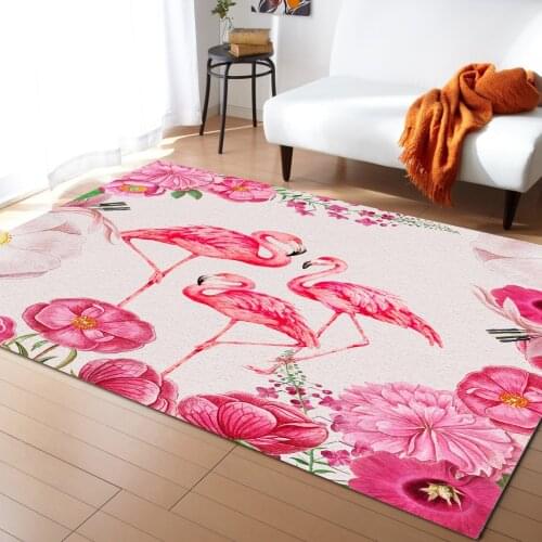 Flamingo Flower Watercolor Carpet Bedroom Room Bedside Blanket Rug for Living Room Cloakroom Carpet Bedroom Decor