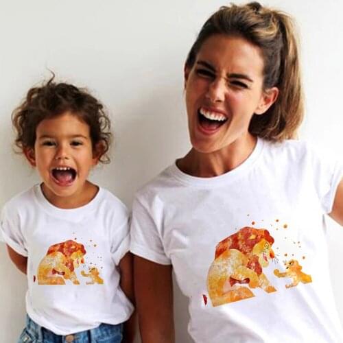 Lion King T shirt Fashion Family Matching Outfits Summer Women Adult Short-Sleeved Fun Cute Kids Tops Boys Girls T-shirts