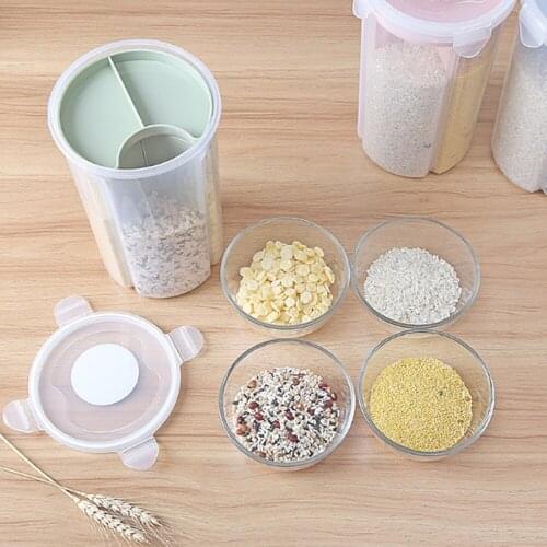 Divided Sealed Moisture-Proof Transparent Rotating Storage Kitchen Water Tank Rotating Barrel Rice Grain Cereal Storage Box