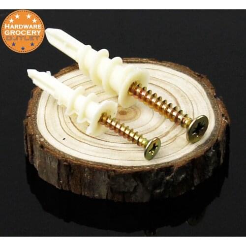 Plasterboard Anchor 50pcs 8x40mm Drywall Nylon Ribbed Anchor Self Drilling Wall Drywall Phillips Nylon Anchor kit with screws