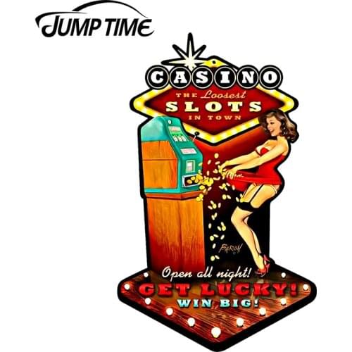 JumpTime 13cm x 8.1cm Window Decal Vintage Casino Pinup Custom Pin-Up Girl Car Styling Sexy Beauty Waterproof 3D Car Stickers