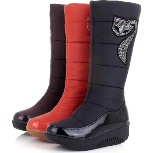 Winter classic thickening plus velvet non-slip warm high boots waterproof womens snow cotton boots