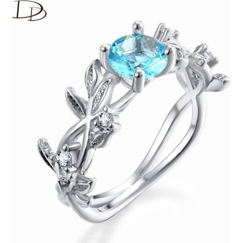 DODO Summer Branches Leaves Ring 6Mm Blue Austrian Crystal Kpop Rings For Women Party Banquet Fashion Jewelry Anel Femme Ra089