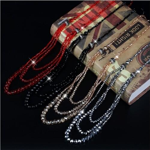 Wishspace Korean popular crystal multi layer necklace fashion women long necklace jewelry wholesale