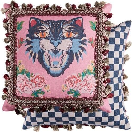 Medicci Home GG Cushion Cover Best Valentines Home Gift Cat Print Design Velvet Throw Pillow Case Luxury Cushions Hand Made