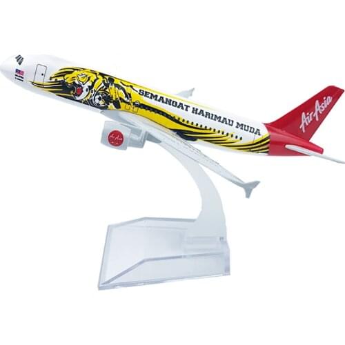 1/400 Scale Alloy Aircraft Airbus a320 Air Asia Tiger 16cm Alloy Plane Model cheap Toys Children Kids Gift for Collection