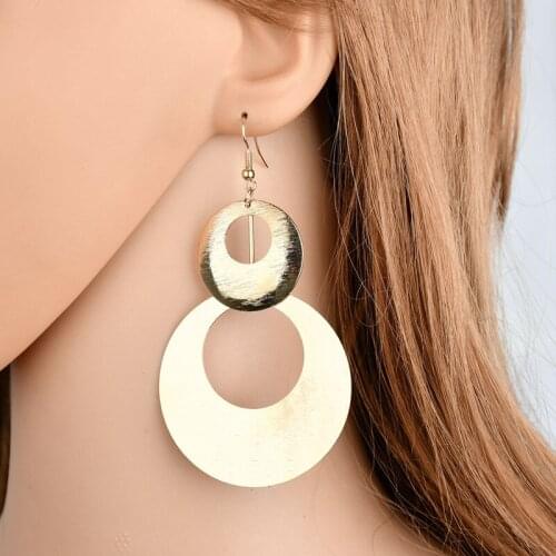 Fashion Double Round Circle Earring Crystal Statement Punk Style Earring gold For Women Round Jewelry Hoop Earrings ER200099