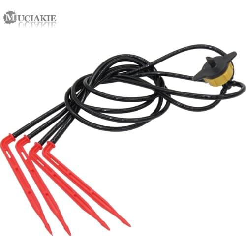 MUCIAKIE 2PCS Garden Irrigation Drip Kits 4-Ways Water Distribution with Red Arrow Drippers 2L 4L 8L Pessure Cmpensating Emitter