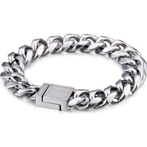 Mens Bracelets Punk Titanium Steel Silver Color Male Jewelry Gift Drop Ship
