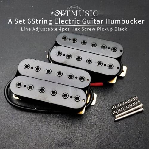 6 String Electric Guitar Pickups Humbucker Dual in Line Adjustable 12pcs Hex Screw Pickup Black