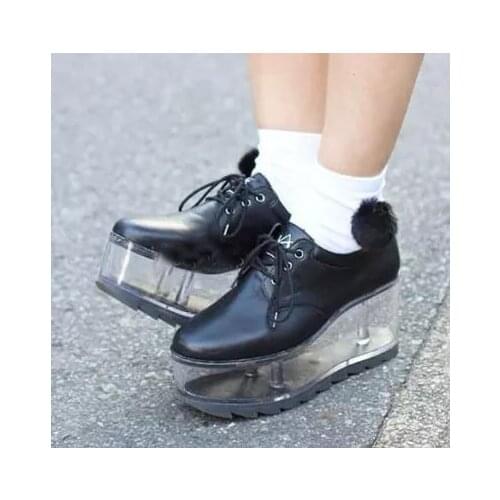 2017 new arrival personality cute shoes transparent bottom can be put ornaments girls shoes thick bottom platform shoes women