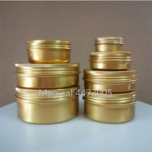 Wholesale 30/50/60/80/100g/150g Gold Aluminum Tin Jar Metal Containers Lip Balm Container Empty Jars Cream Pot Box Makeup Bottle