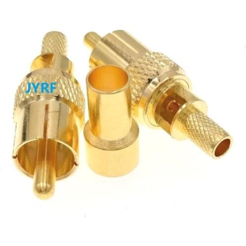 Gold Plated RCA Male Crimp For RG58 LMR195 RG142 RG400 Coax Cable RF Connector