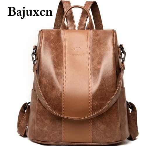 2021 new Luxury Designer Women Leather brown Backpack Casual High Quality School Backpacks For Girls Travel Bagpack Sac A Dos