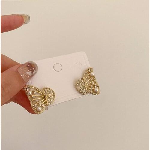 Korean Fashion Zircon Inlaid Gold Plated Exquisite Stud Earrings for Women Vintage Small Piercing Earrings Party Jewelry