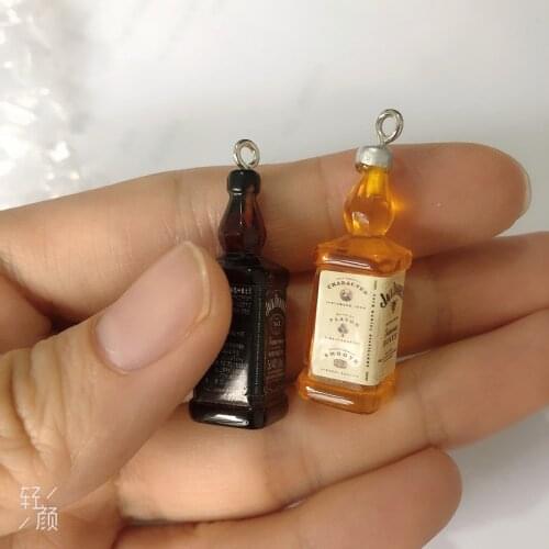 10pcs/pack 3D Alcohol Drink Bottle Drink Charms Earring Keychain Jewlery Findings Phone Case DIY