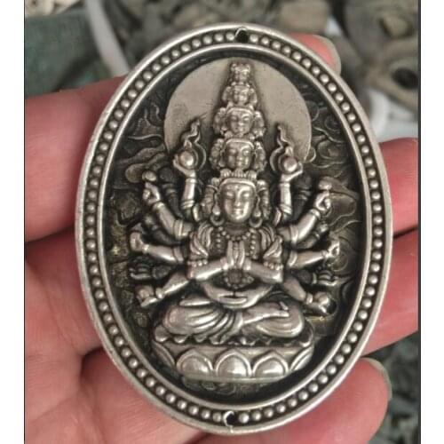 Pure copper sculpture antique miscellaneous / antique Qing Dynasty silver foot bronze Mercy