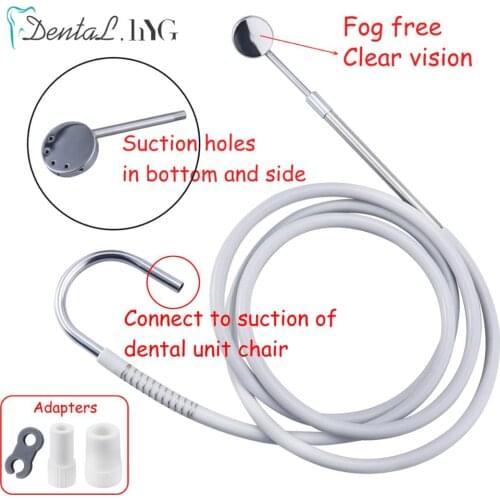 Dental Suction Mirror Anti-fog Clear Vision Oral Mirror Saliva Ejector for Dental Chair Unit Suction Tips Stainless Steel
