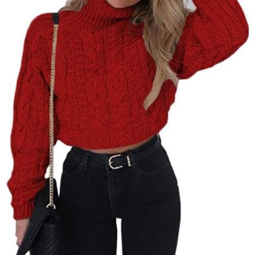 Loose Short Sweater Women Winter Sexy Turtle Neck Long Sleeve Knitted Sweater Twist Short Pullover winter sweater woman clothing