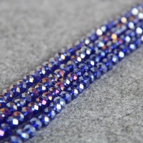 T8241 Charming 4X6mm Faceted Dark Blue AB+ colorful glass Crystal beads!Fit For Making Bracelet&Necklace DIY Jewelry wholesale