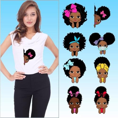 Lovely black baby Heat-sensitive patches Thermal Stickers Heat Transfer PVC Patch On T-Shirt Clothing Printing