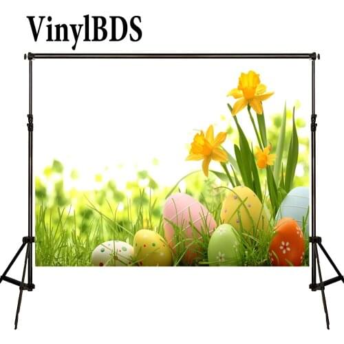 VinylBDS Easter Photography Backdrops Eggs Green Flowers Photo Easter Sunday Zj