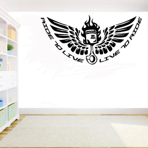 Piston movement vinyl Wall Sticker Ride to Live Quote Wall decal Motoclub Riders club Wall decoration Collection G657