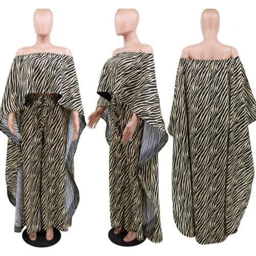 African Print Dresses for Women 2 Piece Set Dashiki Off Shoulder Dress Pants African Clothes Bazin Famous Suit Vetement Femme