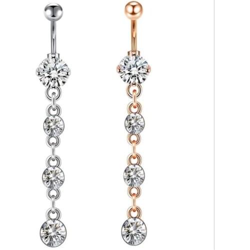 1PC Popular Piercing 10G High Quality Stainless Steel Zircon Tassel Grape Navel Nail Navel Ring Belly Fashion Piercing Jewelry