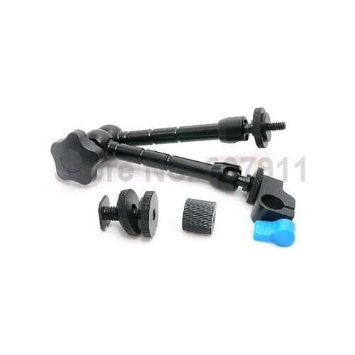 2 in 1 11" Inch Articulating Magic Arm + 1/4" Thread 15mm Rod Clamp Holde for camera LCD Monitor LED light