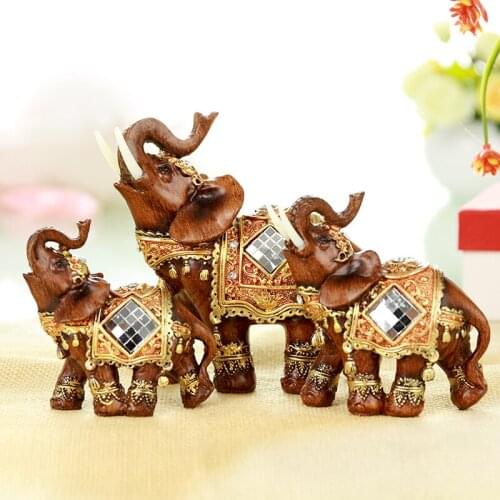 3 Elephant Statues Home Decoration Accessories Resin Home Decor Figurines Lucky Elephant Holiday Gifts