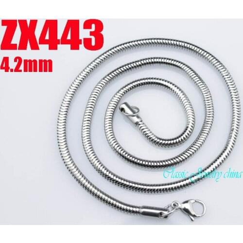 4.2mm round snake chain stainless steel necklace male women fashion jewelry 20pcs ZX443