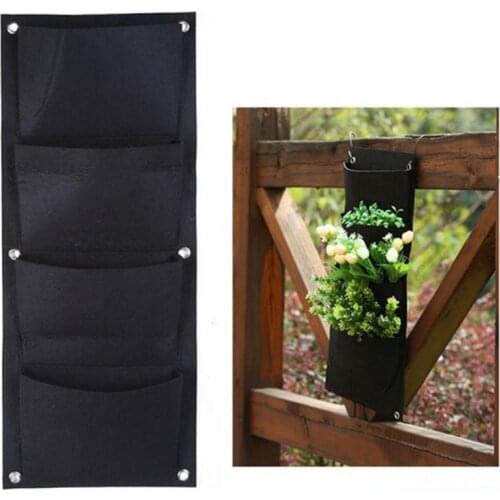 4 Pockets 65*26cm Hanging Plant Pots Wall Pot Vertical /Horizontal Garden Flower Pots and Planter Hanging Grow Bag