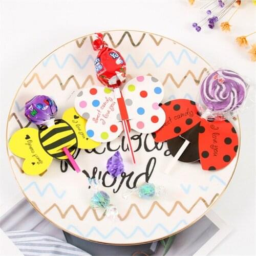 50pcs Cartoon Little Yellow Duck/Insect Birthday Lollipop Decoration Card Gift Box Accessories Lollipop Decoration Card gifts